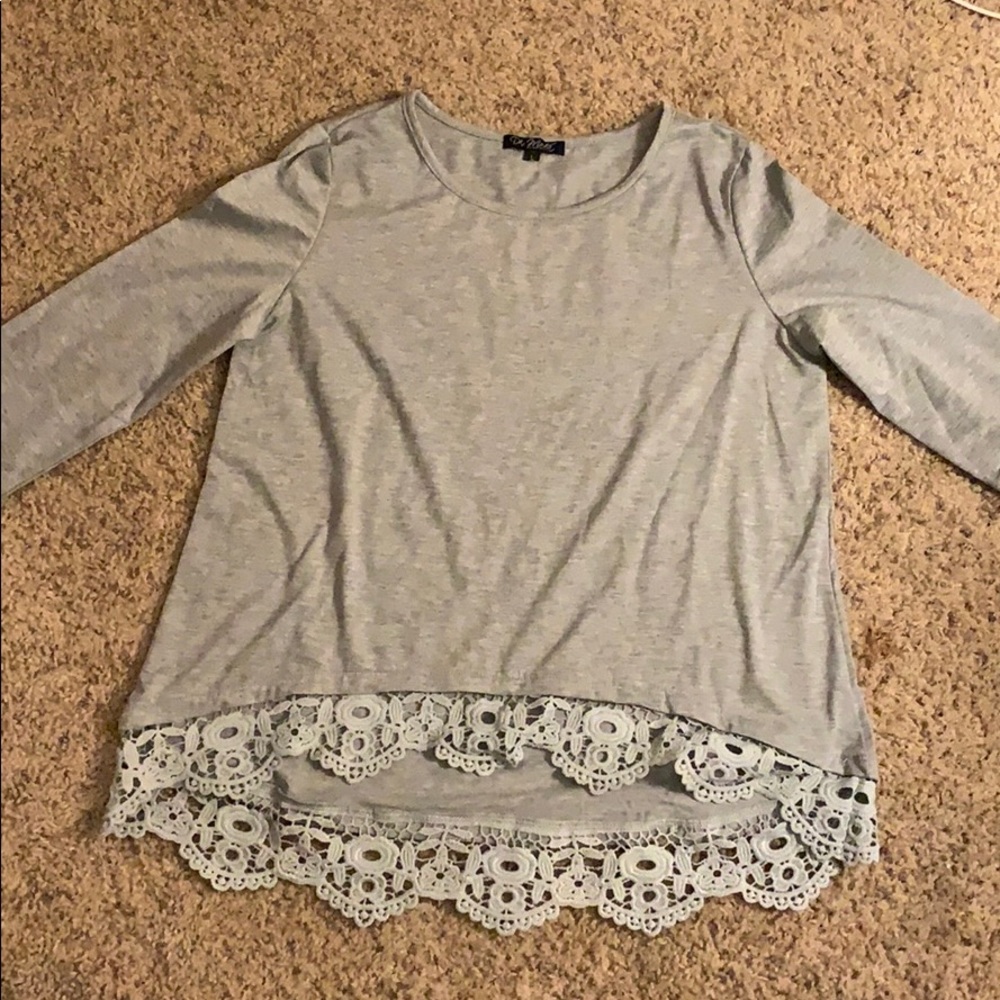 Gray Long Sleeve Boho Shirt